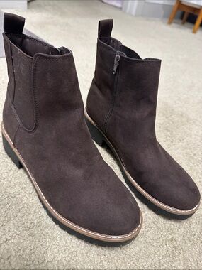 Kensie Dark Brown Suede Chelsea Ankle Boots